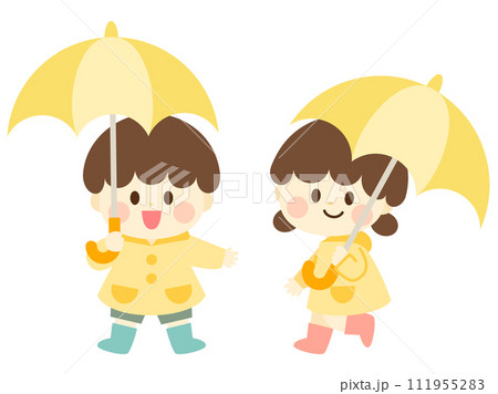 傘をさす子供のイラスト 111955283