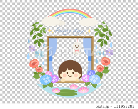 梅雨_窓辺の円形アイコン 111955293