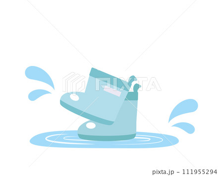 梅雨_長靴と水たまり 111955294
