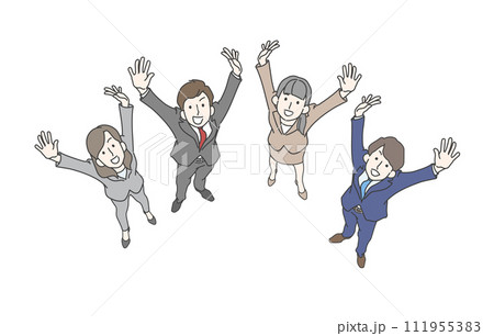 万歳をする男性・女性のビジネスマンのイラスト 111955383