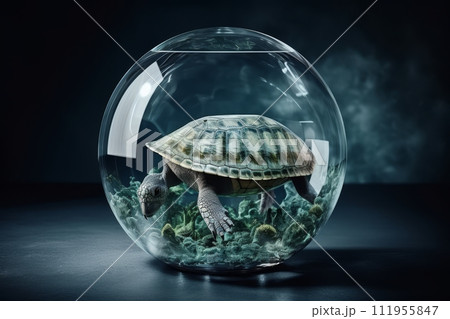 Turtle swimming in the ocean at tropical island, World turtle day and Ocean environmental day. Save sea plastic pollution. Climate change, Environmental CSR. 111955847