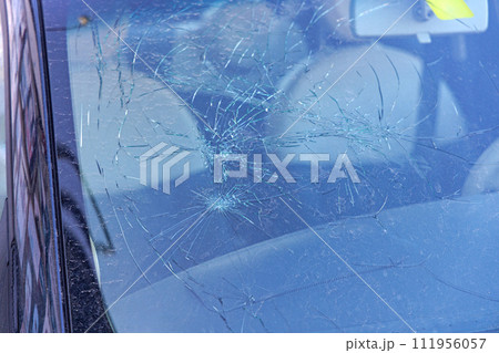 Broken Windscreen Glass Broken Windscreen Glass 111956057