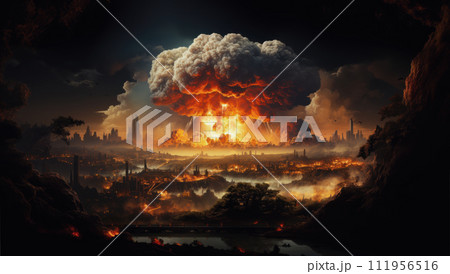 The explosion of a nuclear bomb causes shock waves 111956516