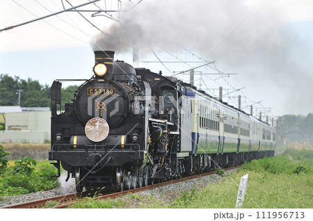 羽越本線　村上ー岩舟町　JR東日本　C57-180＋12系（新津）　ばんえつ物語　村上屏風まつり 111956713