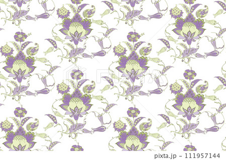 Fantastic flowers in turkish style. Pastel colors. Seamless pattern. Vector illustration 111957144