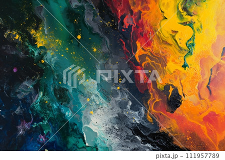 Contemporary art, wallpaper, print. Abstract painting color texture. Multicolor dynamic background Contemporary art, wallpaper, print. Abstract painting color texture. Multicolor dynamic background 111957789