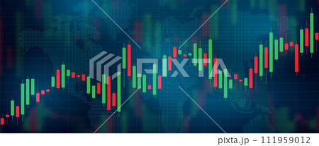 A stock market or Forex trading chart on a dark blue background. Bullish point, uptrend of the chart. Abstract financial background. A stock market or Forex trading chart on a dark blue background. Bullish point, uptrend of the chart. Abstract financial background. 111959012