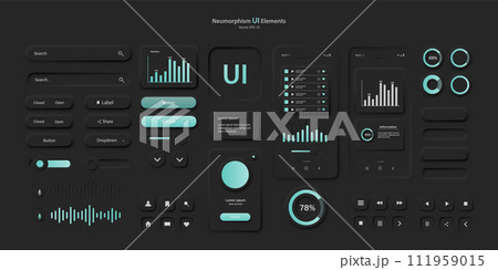 User interface elements for a mobile application in black. 111959015