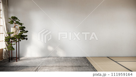 Interior with plants on empty wall background,3D rendering Interior with plants on empty wall background,3D rendering 111959164