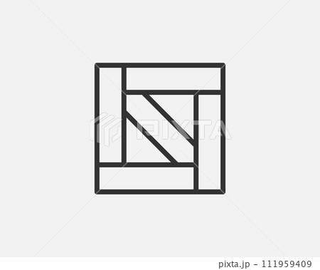 Delivery packaging vector icon. Cargo cardboard box icons. Carton package sign from line geometric shapes. 111959409