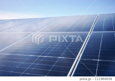Photovoltaic modules on a sunny day, selective focus. 111960056