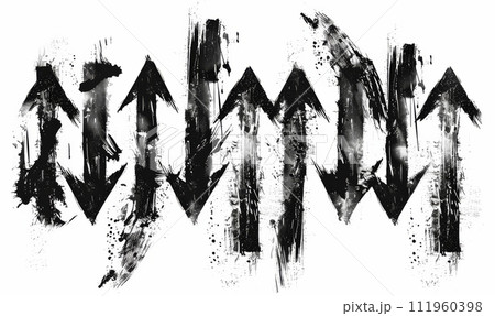 Set of black painted arrows on white background. 111960398