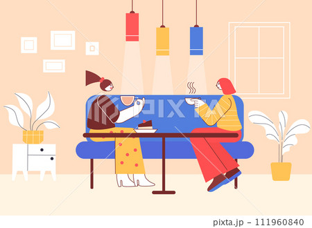 2401 m01 S ST Women friends. Cafe meeting with friends coffe break 111960840