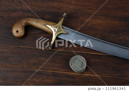 Ukraine Saber Sword with silver taller coins, 17th century. Poland, Lithuania, Hungary, Ukraine. 111961341