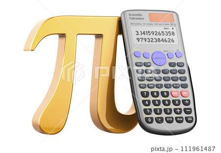 Pi with calculator, 3D rendering 111961487
