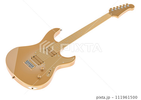 Golden electric guitar. Music award, concept. 3D rendering 111961500