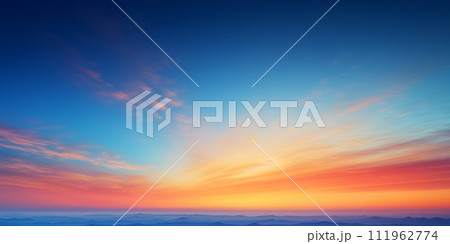 Abstract gradient sunrise in the sky with cloud and blue mix orange natural background. 111962774