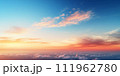 Abstract gradient sunrise in the sky with cloud and blue mix orange natural background. 111962780