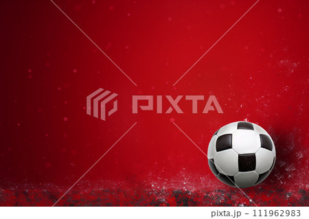 A soccer ball on a red background with a grunge texture A soccer ball on a red background with a grunge texture 111962983
