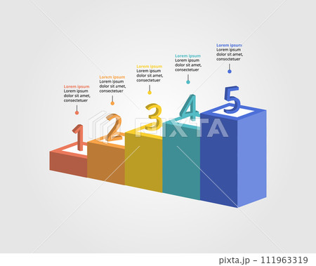 Graph template number for infographic for presentation for 5 element 111963319