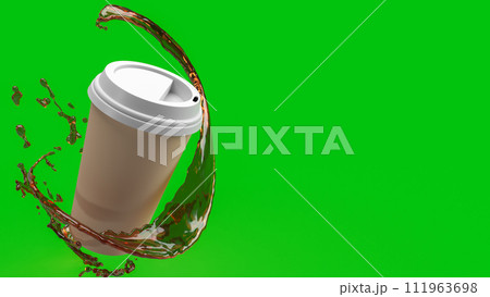 Coffee cup on Green Background for hot drink concept 3d rendering. Coffee cup on Green Background for hot drink concept 3d rendering. 111963698