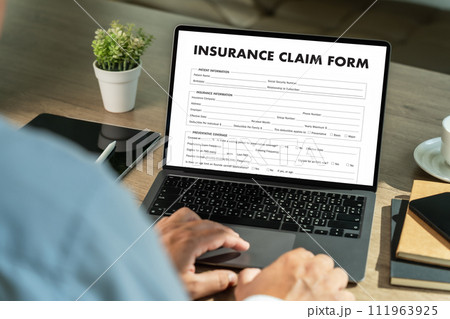 Insurance claim form on computer Document Application Insurance claim form on computer Document Application 111963925