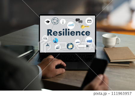 Resilience business and A Standard Quality resilience in organization  young man working on his laptop 111963957