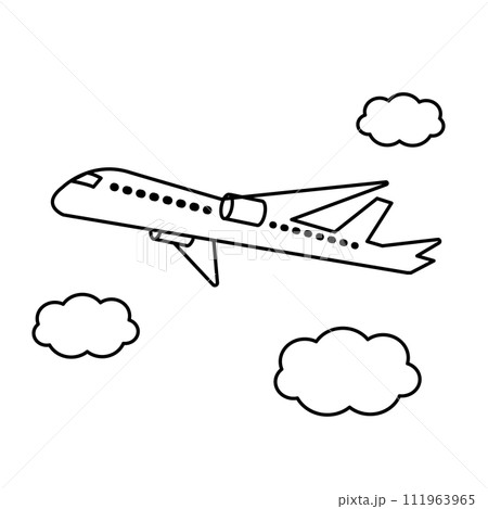 空飛ぶシンプルな飛行機のイラスト 111963965