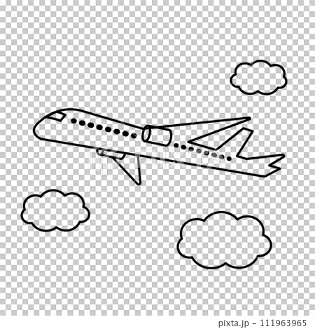 空飛ぶシンプルな飛行機のイラスト 111963965