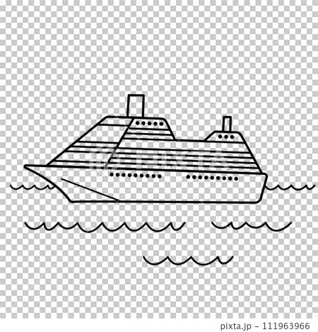 海に浮かぶシンプルな船のイラスト 111963966