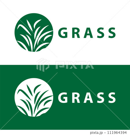 Farm illustration green grass logo design simple natural grass vector template 111964394