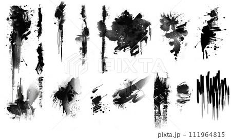 筆タッチ　毛筆　激しい筆タッチ　Generative AI 111964815