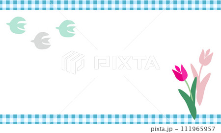 シンプルかわいいチューリップと鳥の背景イラスト素材 シンプルかわいいチューリップと鳥の背景イラスト素材 111965957