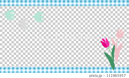 シンプルかわいいチューリップと鳥の背景イラスト素材 シンプルかわいいチューリップと鳥の背景イラスト素材 111965957