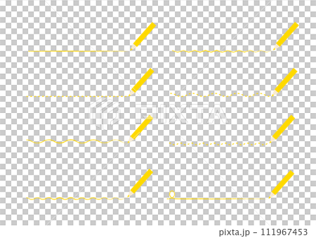 用黃色鉛筆繪製的一組各種線條 111967453