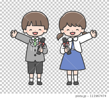 卒園式の男の子と女の子 卒園式の男の子と女の子 111967474
