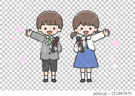 卒園式の男の子と女の子 111967475