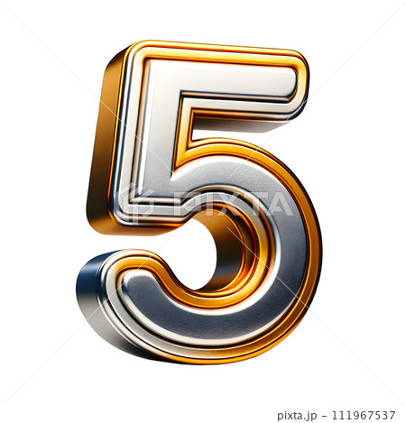 3D Gold silver number five 111967537