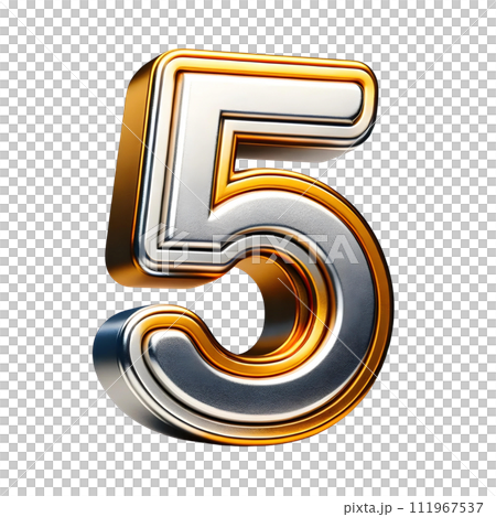 3D Gold silver number five 111967537