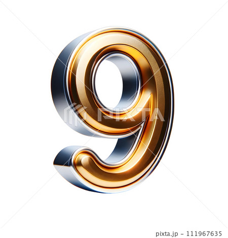 3D Gold silver number nine 111967635