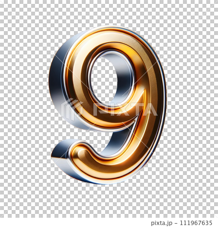3D Gold silver number nine 111967635