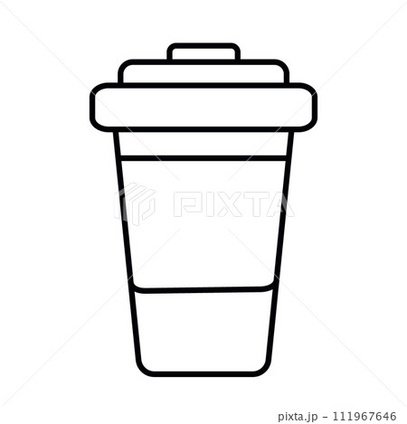 Disposable paper coffee cup. Freehand simple outline drawing. Design concept for card, sticker, icon 111967646
