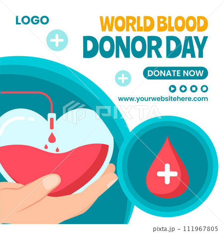 Blood Donor Day Social Media Illustration Flat Cartoon Hand Drawn Templates Background 111967805