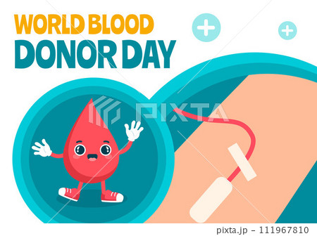 Blood Donor Day Social Media Background Flat Cartoon Hand Drawn Templates Illustration Blood Donor Day Social Media Background Flat Cartoon Hand Drawn Templates Illustration 111967810