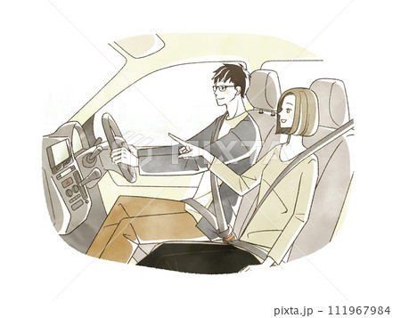 ドライブをしている男女 111967984