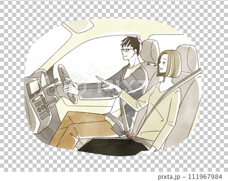 ドライブをしている男女 111967984