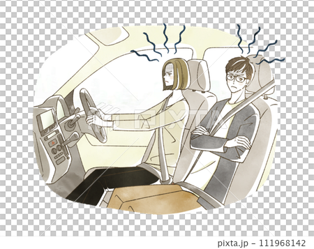 A man and a woman fighting while driving A man and a woman fighting while driving 111968142