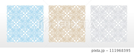 Wallpapers in the style of Baroque. Seamless vector backgrounds. Set of colored floral ornaments. Graphic patterns for fabric, wallpaper, packaging. Ornate Damask flower ornaments 111968395