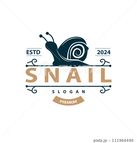 Snail logo design silhouette slow nature animal...のイラスト素材 [111968490 ...