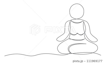 Yoga One line drawing isolated on white background 111969177